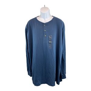 Northcrest Henley Long Sleeve Shirt 3XLT Blue Casual Classic Fit Pullover NWT